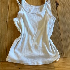 Brandy Melville White Tank Top with Lace Edging